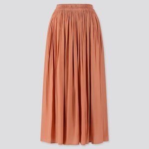 Uniqlo Gathered Long Skirt, Women's Skirt, Pink, Size Large